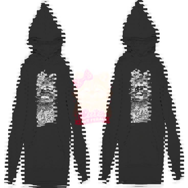 かわいいけど野生的な面白いアライグマの弓ミームかわいい動物のユーモア 長袖tシャツ パーカー