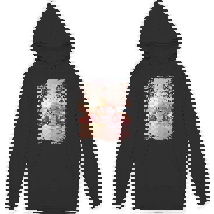 かわいいカラフルなフラミンゴヤシの木 パーカー