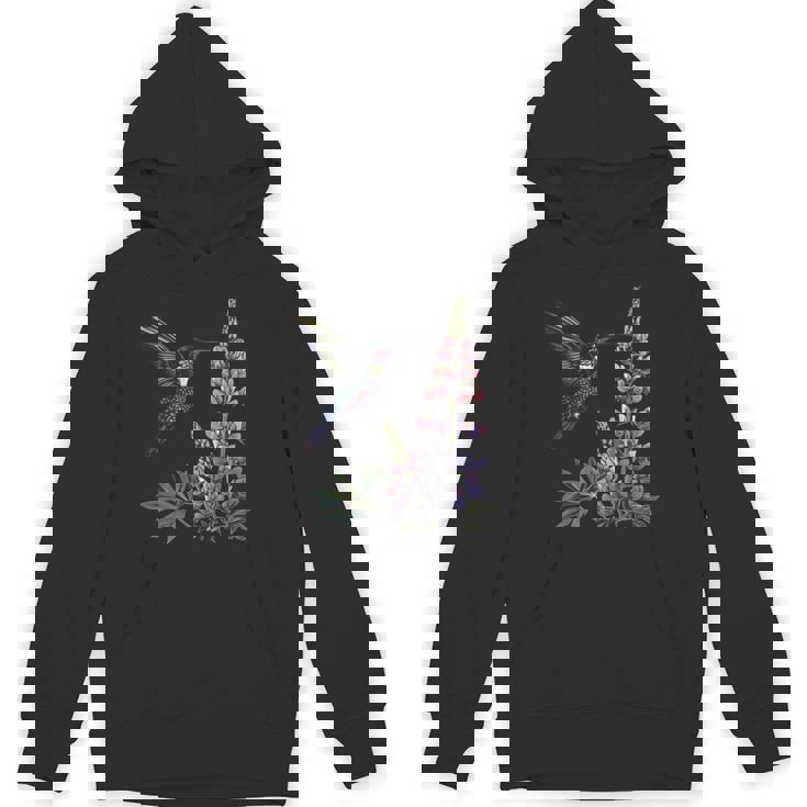 かわいいハチドリ バードウォッチング ルピナスフラワーガール 植物 ママ 長袖tシャツ パーカー