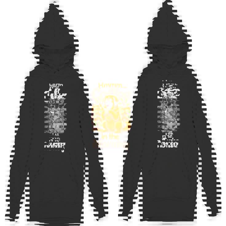 かわいいレオンベルガー犬と朝のコーヒー。 パーカー