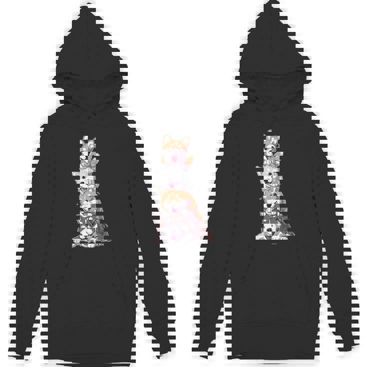 かわいい秋田犬が重ねて重ねられています パーカー