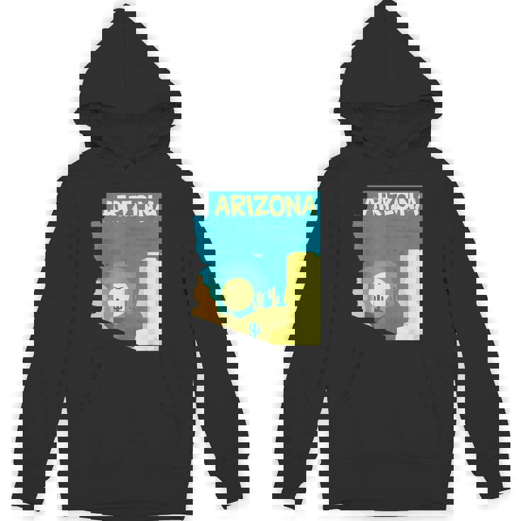 アリゾナ州の地図、モダンな抽象的なアリゾナ砂漠、サボテン パーカー