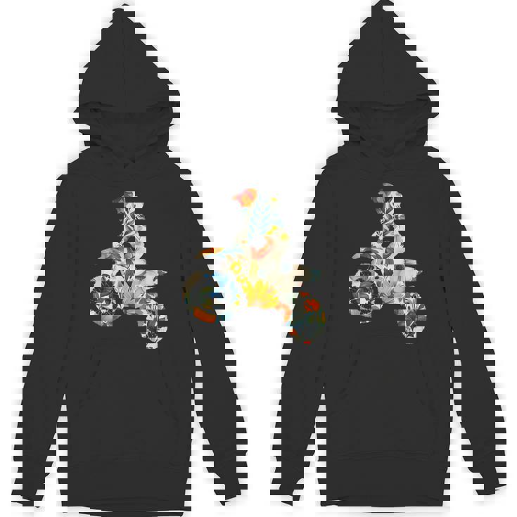 エレガントなシルエット フラワーアートピース フローラル モトクロス パーカー