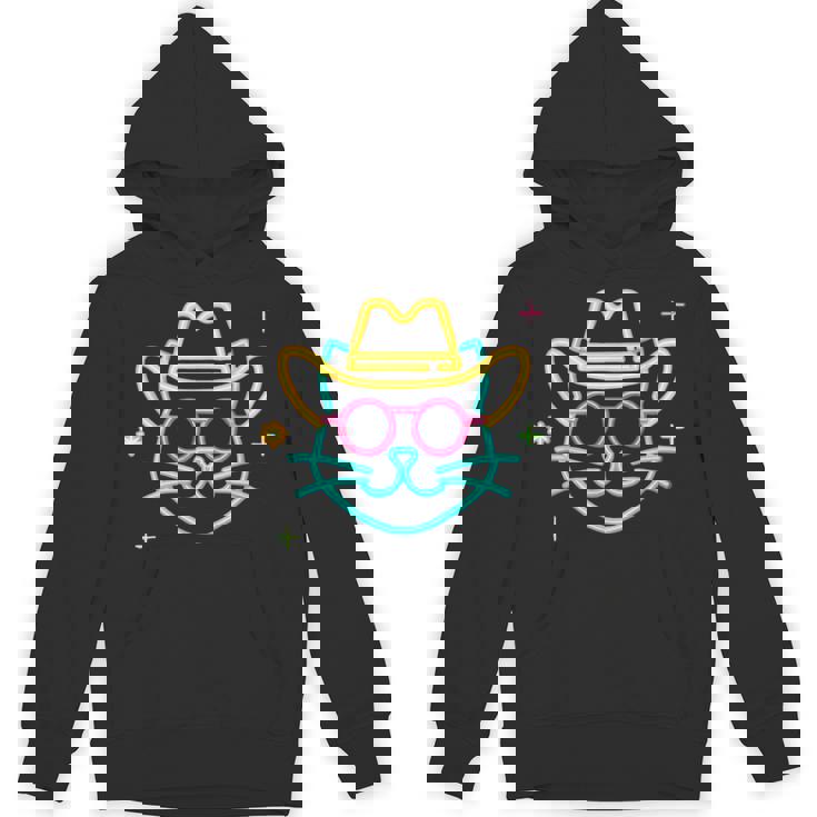 カウボーイ 猫 顔 ラウンド サングラス ウェスタン グラフィック ピンク アニマル パーカー