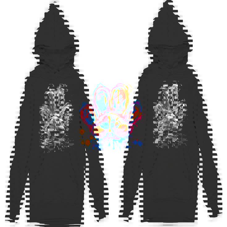 カラフルな動物の犬の足跡 パーカー