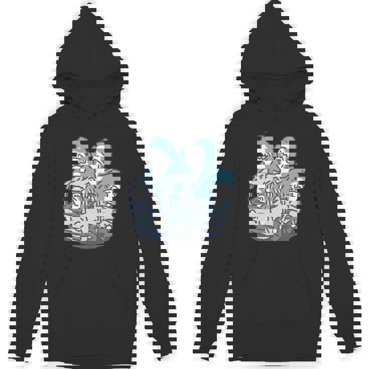 サメがたくさんトラックに 長袖tシャツ パーカー