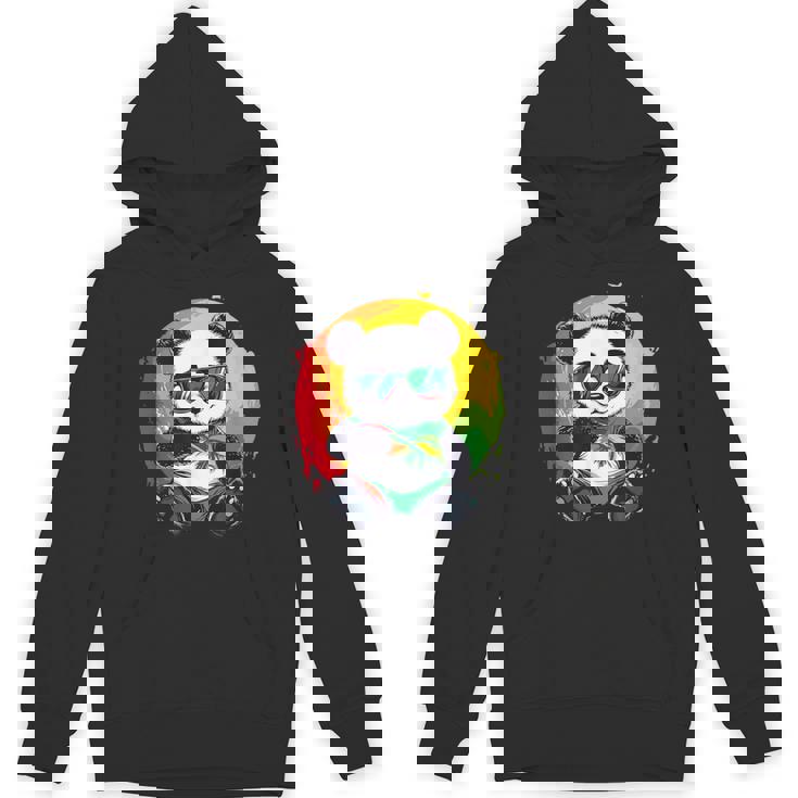 サングラス付きパンダ ラスタカラー パーカー