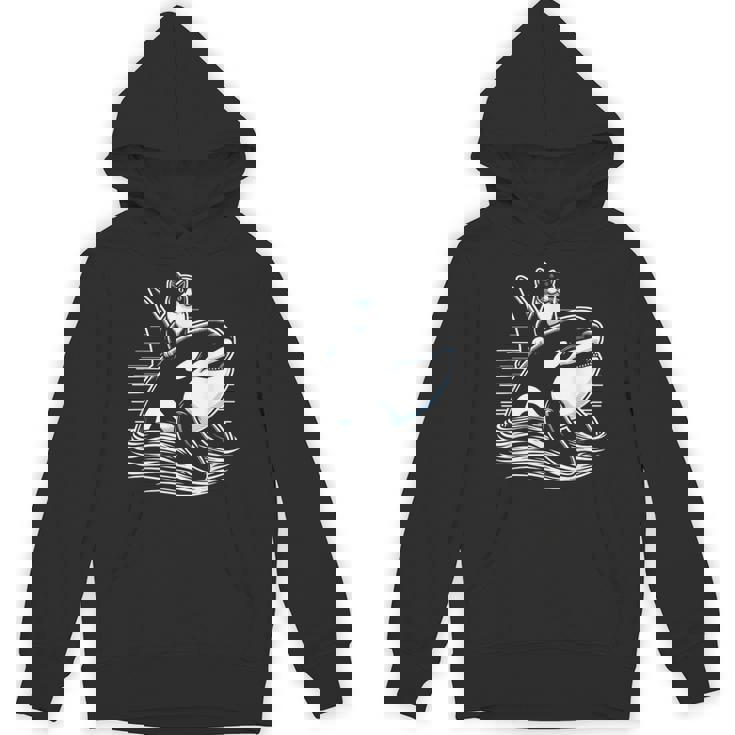 シャチに乗る猫 ファニー パーカー