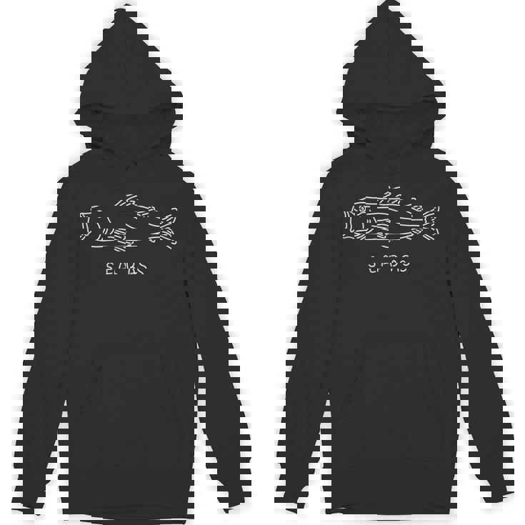 シーバス２ 白 フィッシング 魚釣り アングラー ゆるおもしろイラスト パーカー