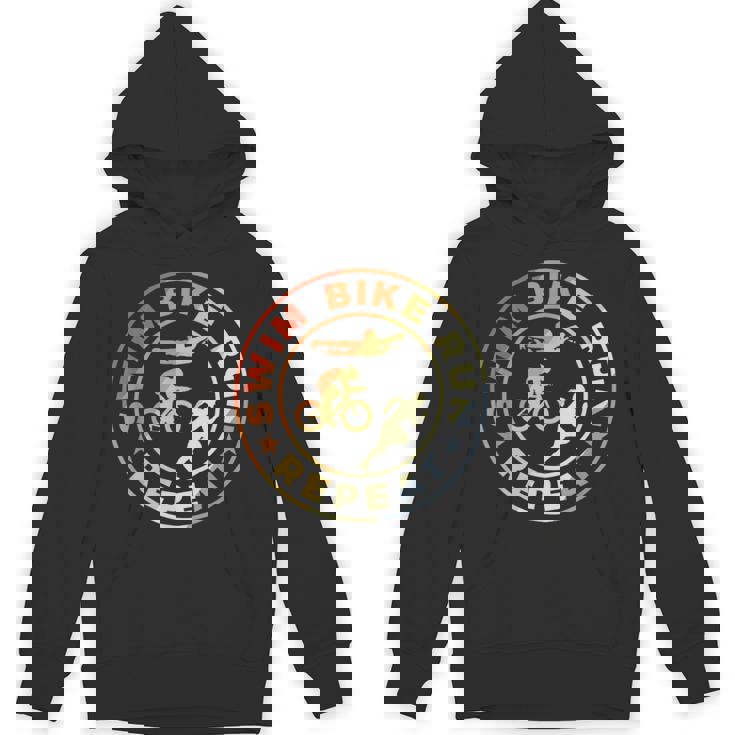 スイム・バイク・ラン・リピート レトロヴィンテージ トライアスリート・トライアスロン用 パーカー