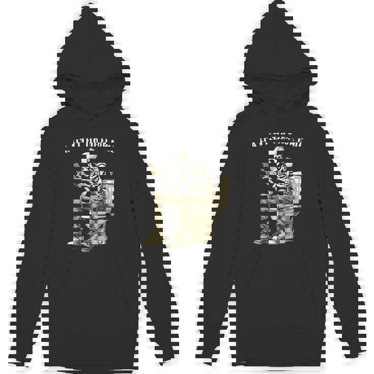 スマートフォン付きトイレのスケルトン ゴシックユーモア パーカー