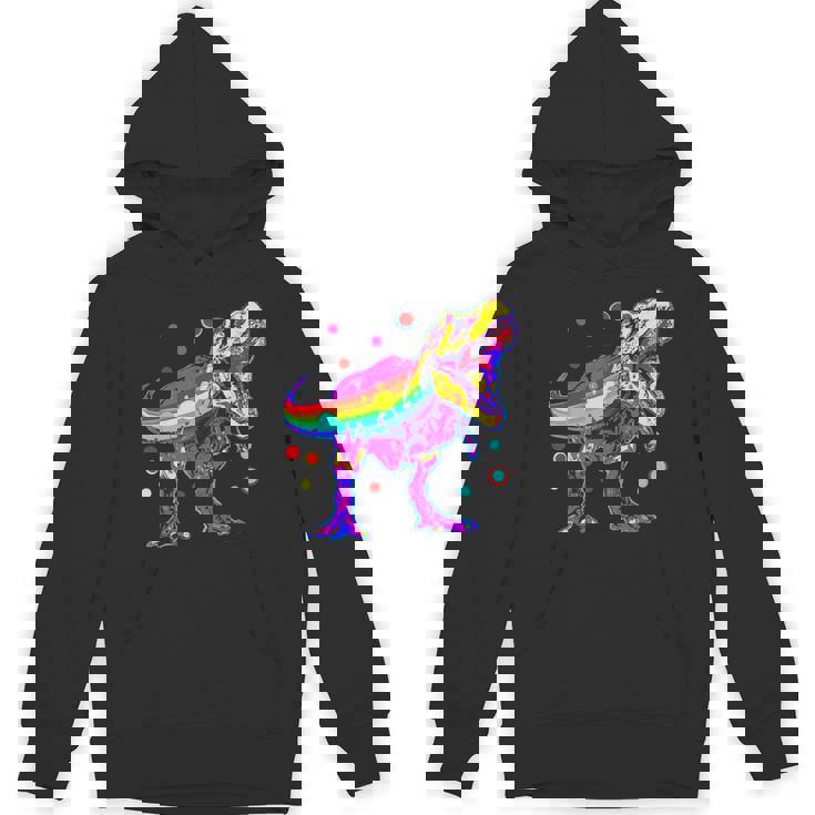 ティラノサウルス レックス 虹色 恐竜 恋人 デザイン パーカー