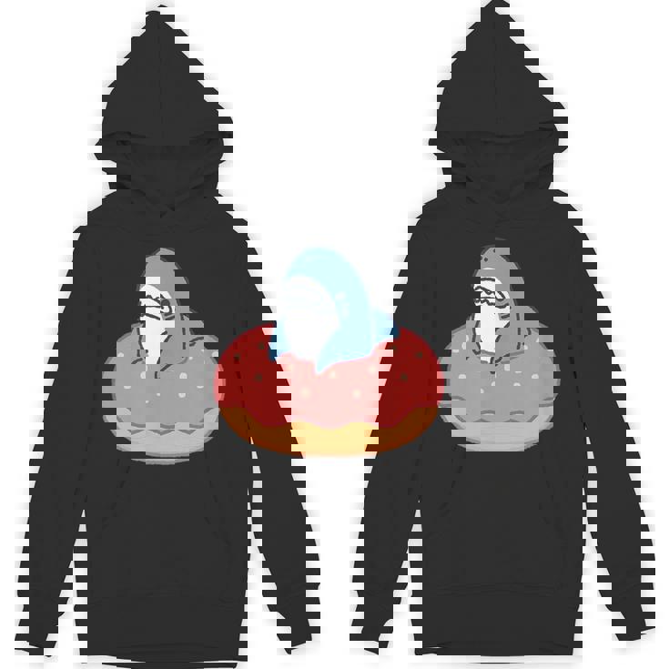 ドーナツに喰われるサメ さめ かわいい ゆるい イラスト シュール おもしろ 鮫 シャーク パーカー