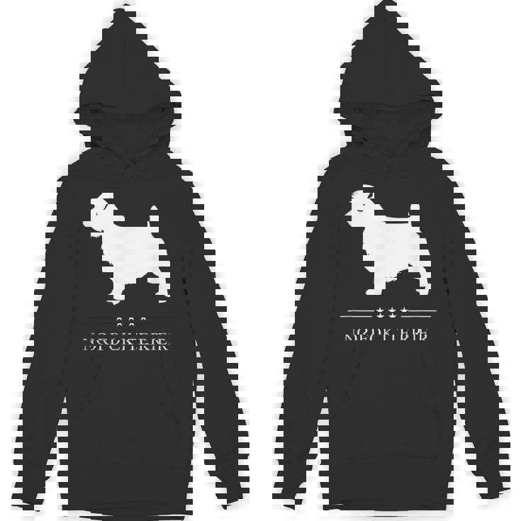 ノーフォークテリア犬の白いシルエット パーカー