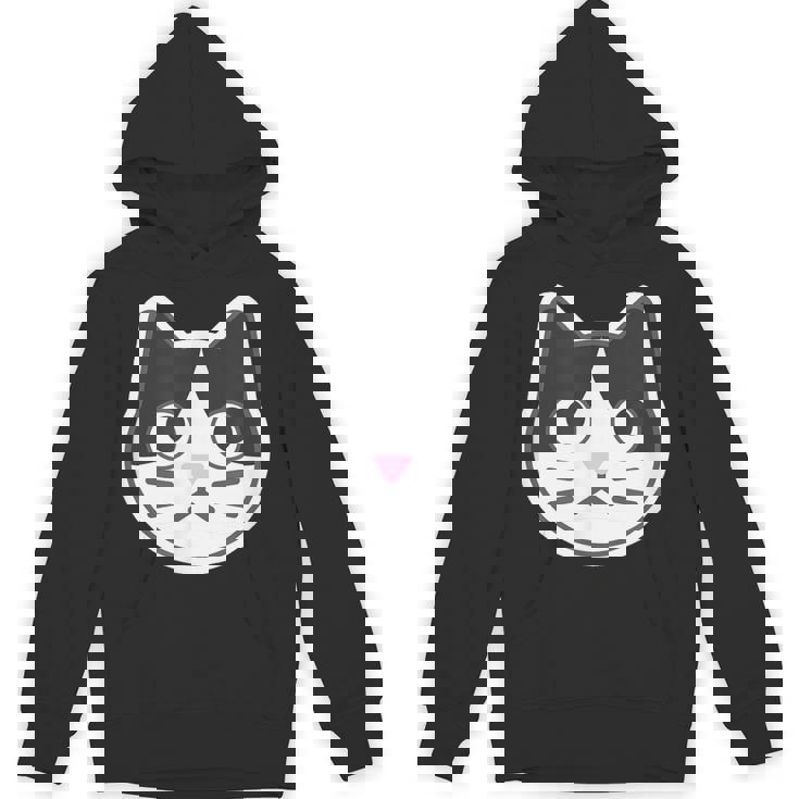 ハチワレ《ふぇいす》ねこ 猫【どうぶつフレンズ】シンプル 顔 ゆるくて かわいい 動物 イラスト パーカー