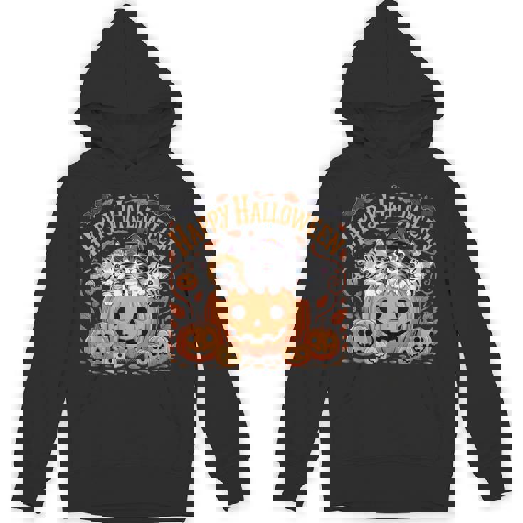 ハッピーハロウィン猫 パンプキン 魔女の帽子デザイン パーカー