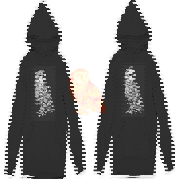 ハート柄の奇抜なパッチワークフクロウ パーカー