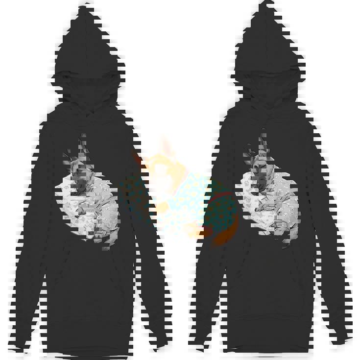 パジャマで寝ているかわいいベルギーのマリノア犬就寝アート 長袖tシャツ パーカー