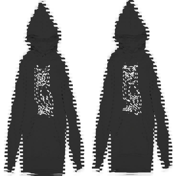 フクロウ ミニマリストバッジ パッチラインアート パーカー