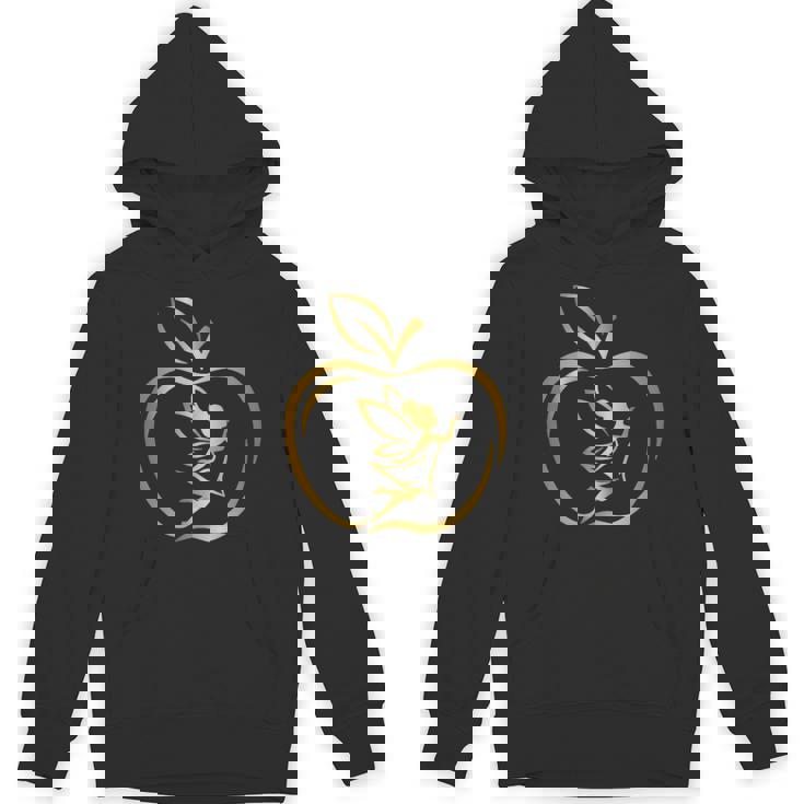 フルーツりんごフレーム 妖精のシルエット ラインアート イラスト 曲線 オリジナルデザイン リンゴ好き フルーツ パーカー