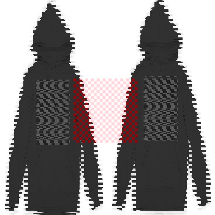 ブラック、レッド、チェッカーボードスクエアパターン、チェックデザイン。 パーカー