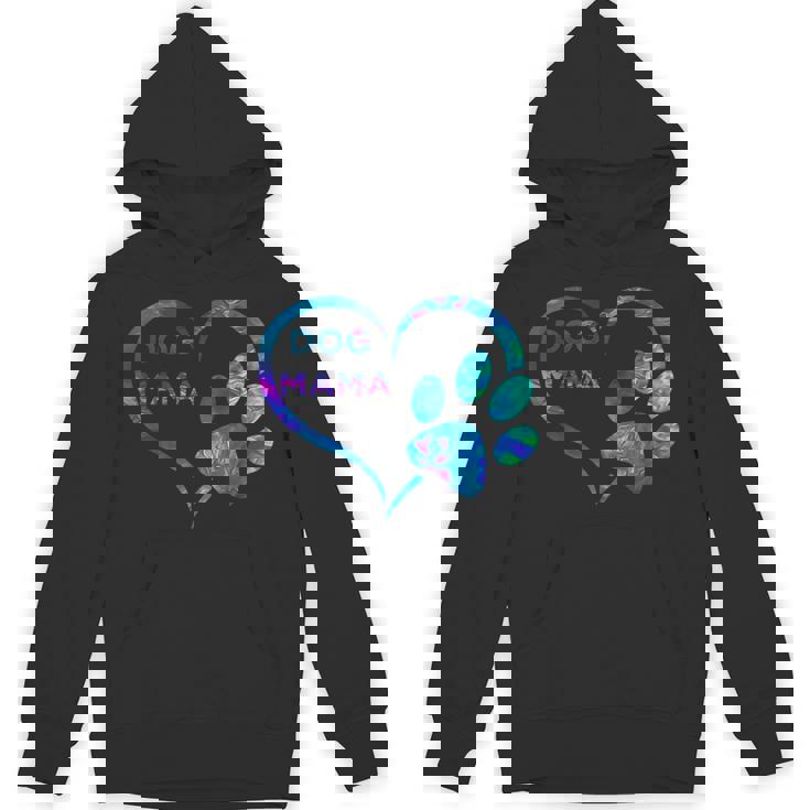 ブルーティールパープル ドッグママと足跡プリント ハート 犬 ママ パーカー