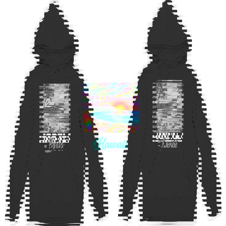 ホノルル ハワイ ハワイアン 波 ビーチ 夏 サーフィン レトロ 長袖tシャツ パーカー