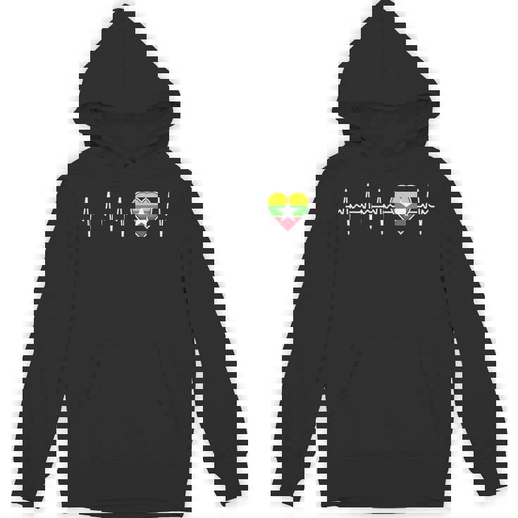 ミャンマー ハートビート ビルマ国旗とハート ラブ 家族 ビルマ パーカー