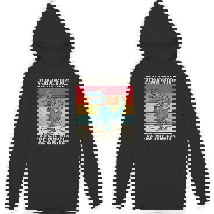 レトロ かわいい 漫画 恐竜 スキーヤー テレマーク スキー パーカー