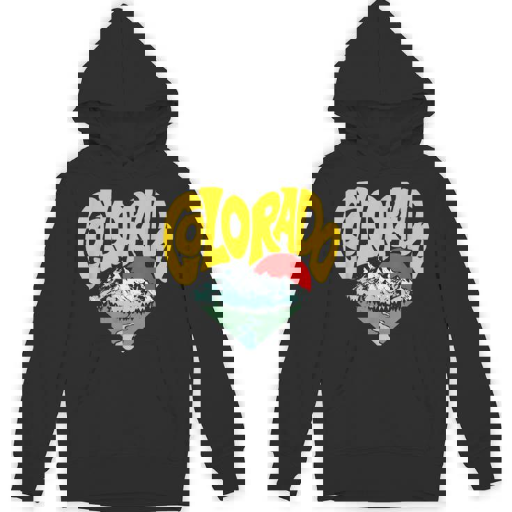 レトロ コロラド州 アウトドア 自然 恋人 ハート 山脈 グラフィック パーカー