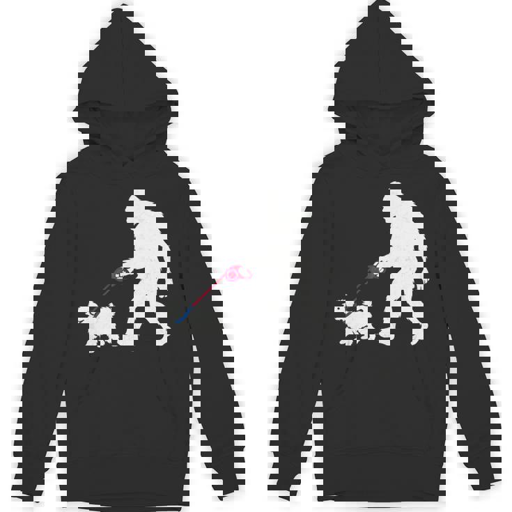 レトロ ビッグフット ウォーキング マルチーズ 犬 面白い サスカッチ 長袖tシャツ パーカー