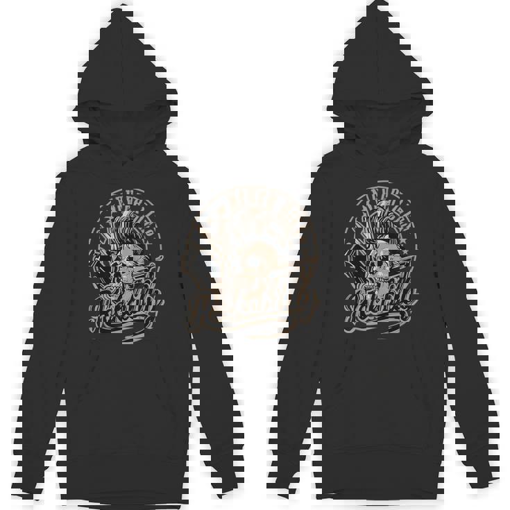 ロカビリーネバーダイスカルバーバーロッカー美容師 パーカー