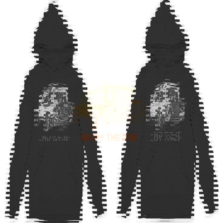 ヴィンテージ オフロード アドベンチャー ロードトリップ バイク イラストレーション パーカー