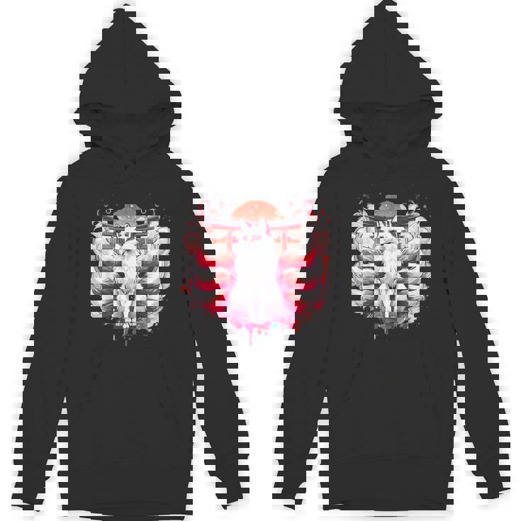 九尾狐 きつねと鳥居門 パーカー