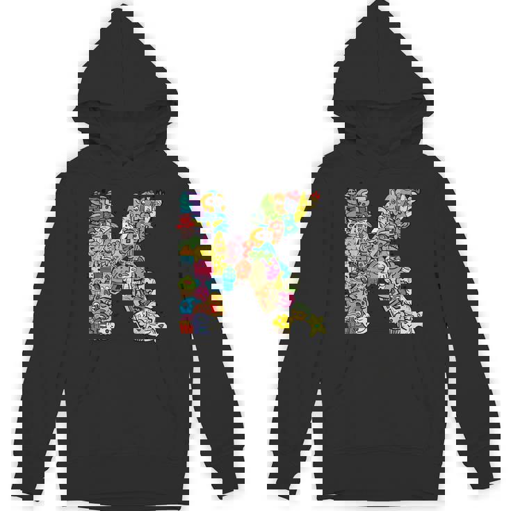 文字k Monsters アルファベットネーム イニシャル キュート モノグラム パーカー