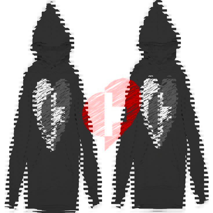 日本 スイス ハート 日本国旗 スイス国旗 ハート 長袖tシャツ パーカー