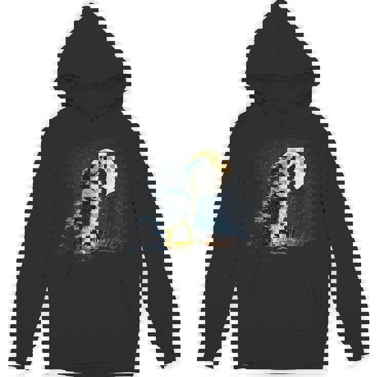 月に吠える美しいボーダーコリー犬 パーカー