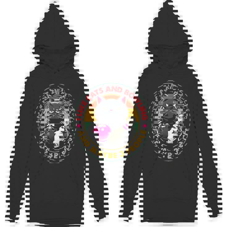 私は猫とボーリングが好きで、多分3人で面白い猫愛好家です パーカー