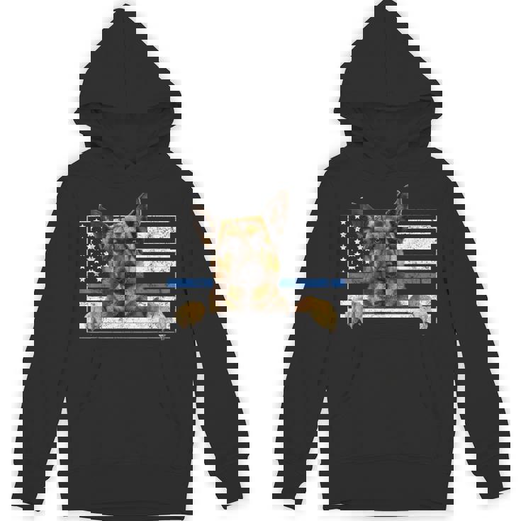 細いブルーライン K9 ジャーマンシェパード 犬 警察官 パーカー