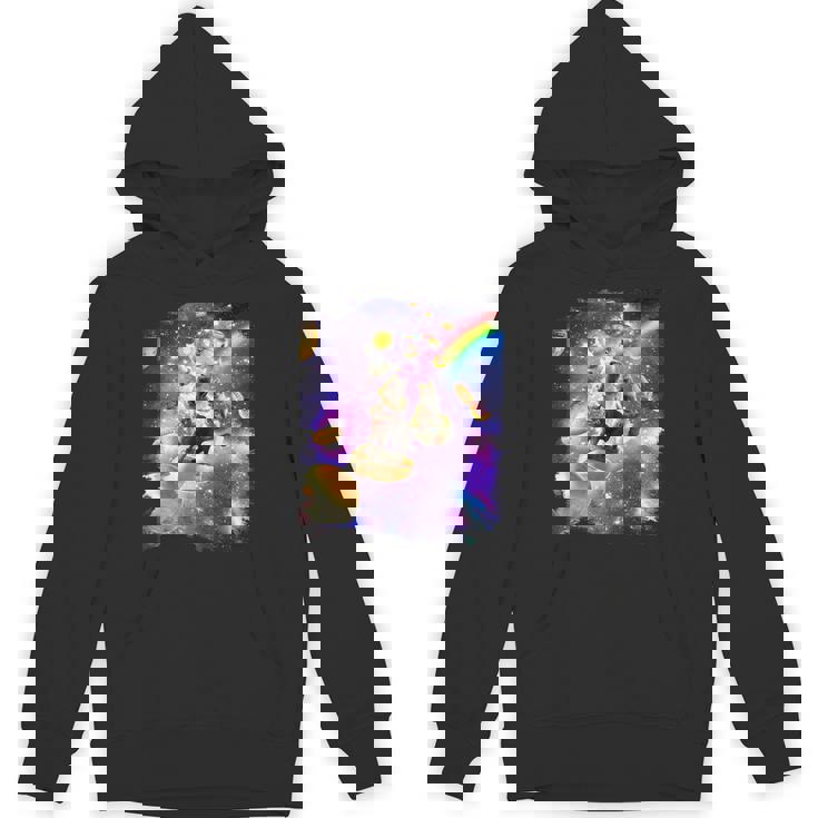 虹銀河のホットドッグに乗る宇宙の猫 パーカー