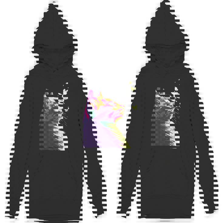 蝶と美しいカラフルな猫、パープル パーカー