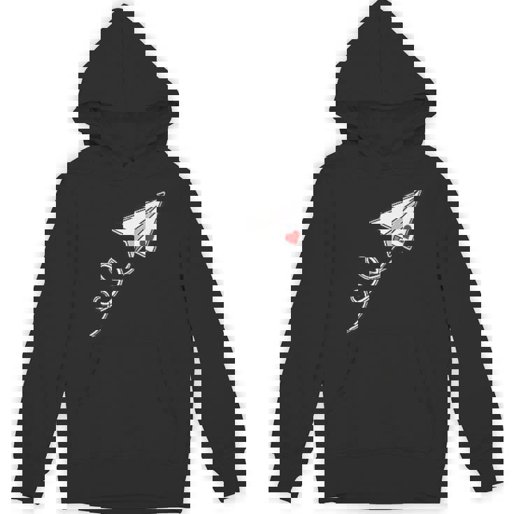 赤いハートの紙飛行機、紙飛行機のメッセージ パーカー