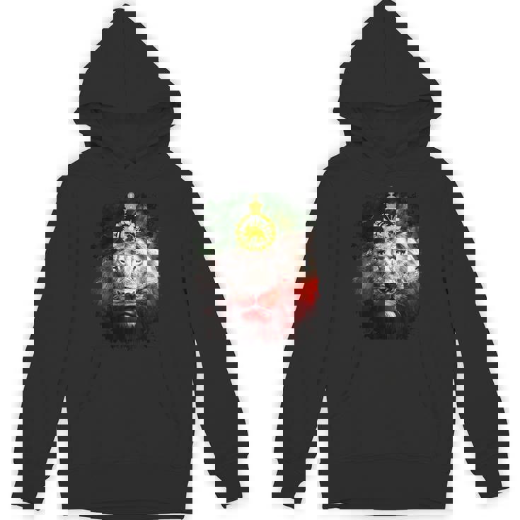 金色のライオンの頭が付いたイランの国旗。 パーカー