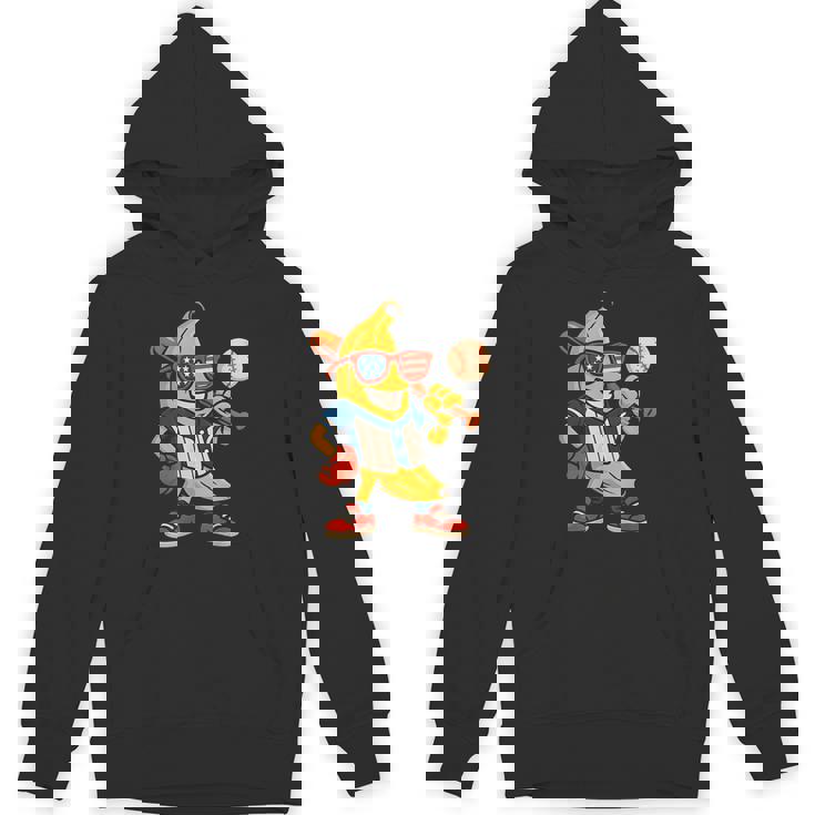 面白いバナナ野球アメリカ国旗サングラス 7月4日 パーカー