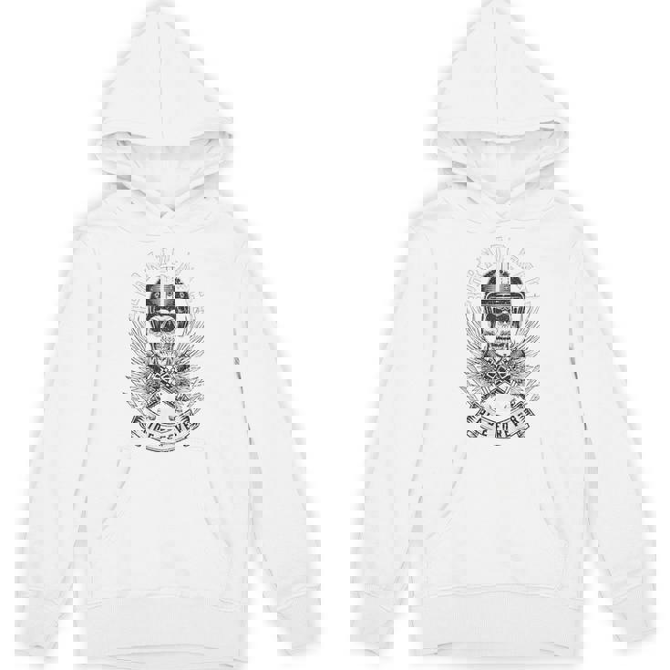 Born To Race Ride Forever スカルバイカーデザイン パーカー