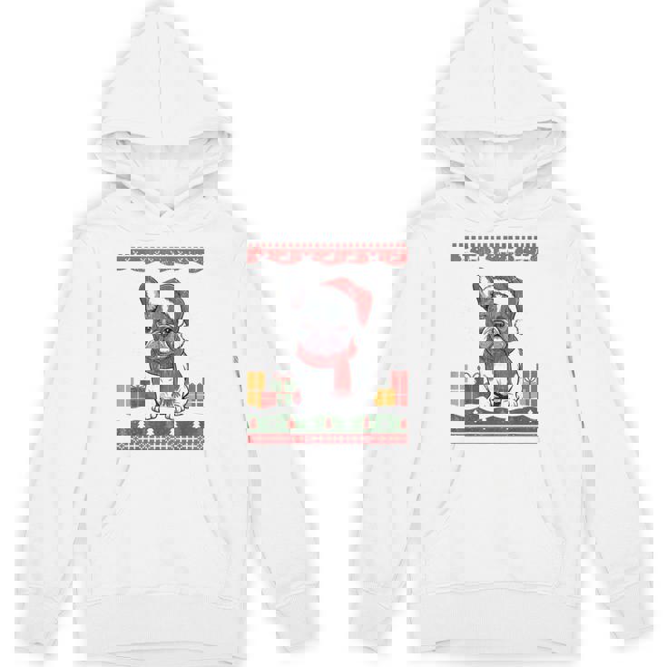 French Bulldog Santa Hat Frenchie Dog Ugly Christmas Sweater Hoodie