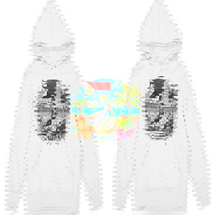 Sint Maarten Flag Pelican Rum Beach Coconut Island Souvenirs Unisex Hoodie
