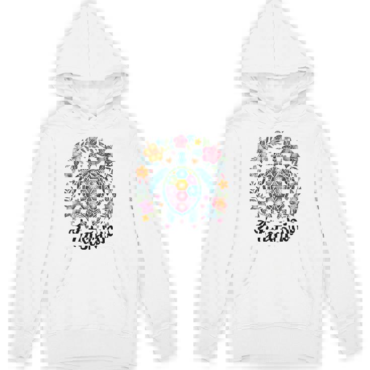 かわいいウミガメオーストラリア、楽しいトロピカルフラワーとハート パーカー