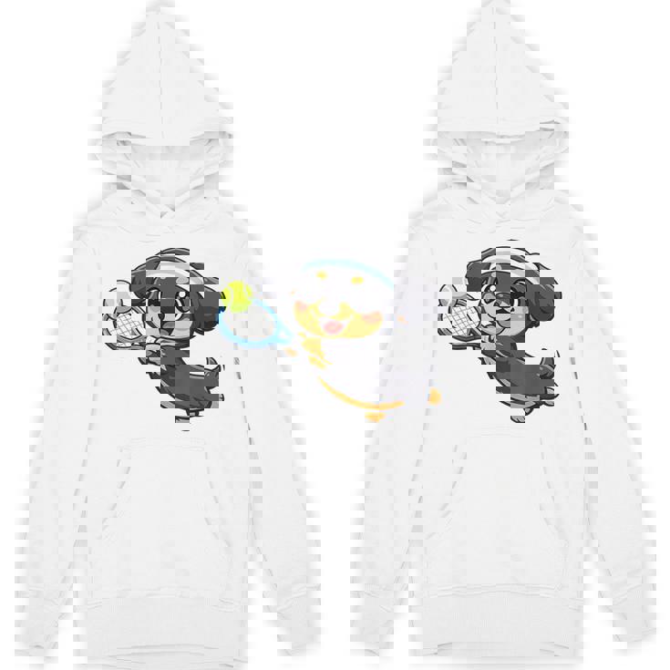 かわいい犬のテニス漫画アート パーカー