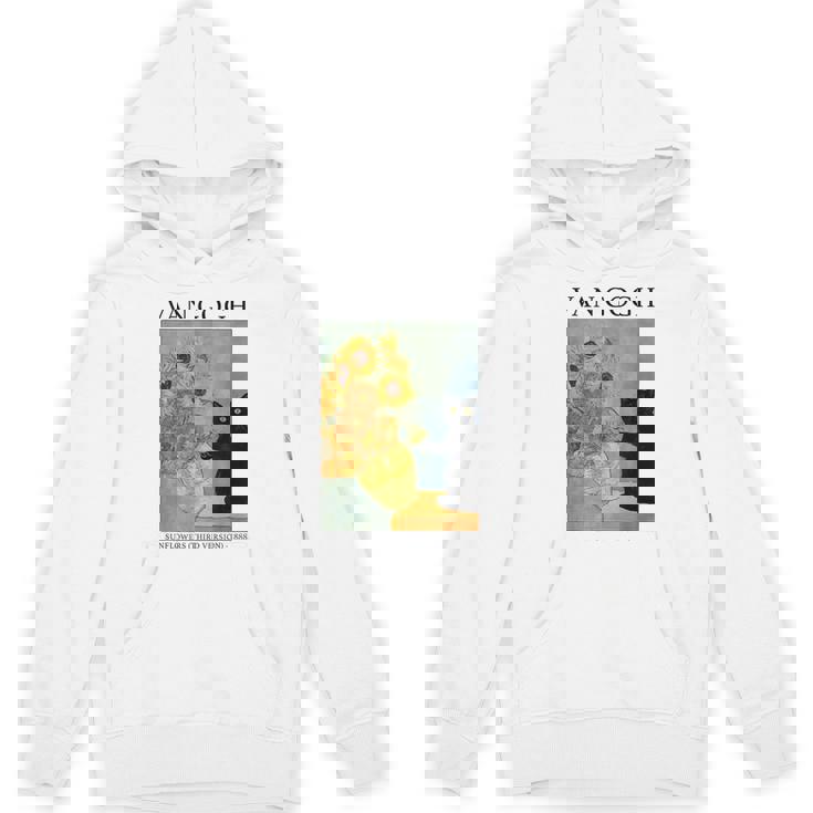 ひまわりと黒猫のヴィンテージアート 猫好き 猫飼い 猫 ネコ ねこくろねこ好き 面白い パーカー